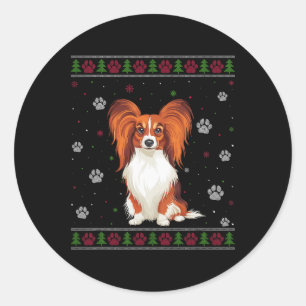 Adesivo Papillon Natal Sweet Xmas Pet Animal Dog Lov