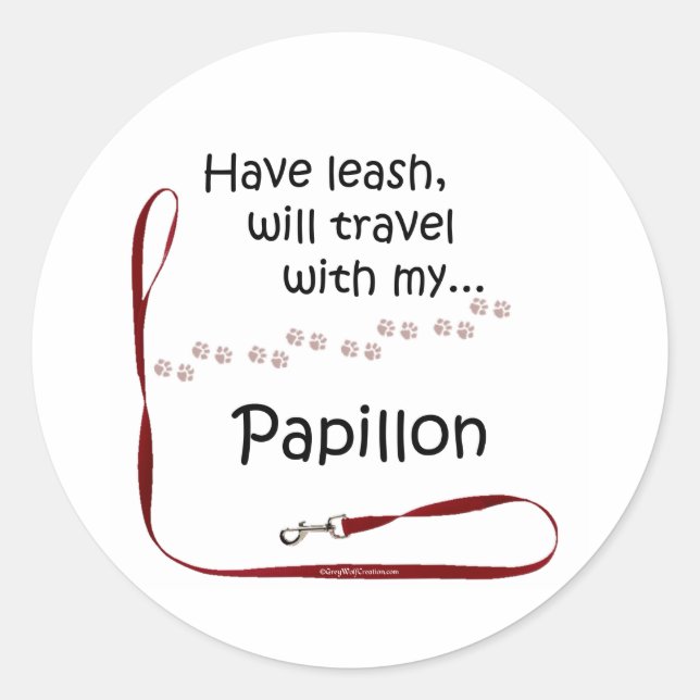 Adesivo Papillon Viagem Leash - Sticker (Frente)