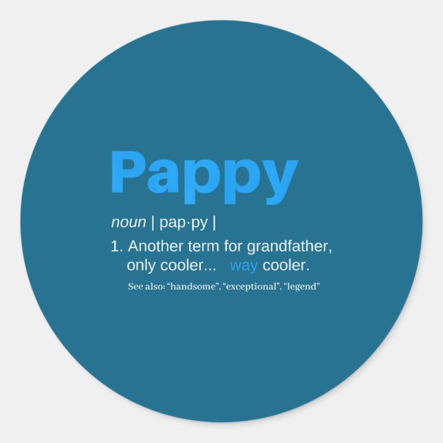 Adesivo Pappy Grandpa Fathers Day Definition Birthday  (Frente)