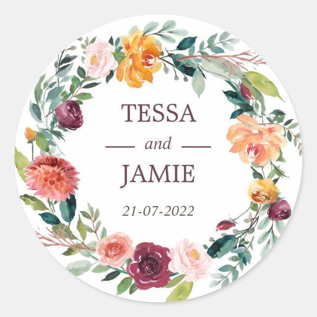 Adesivo Paprika Floral Wreath Weding Sticker (Frente)