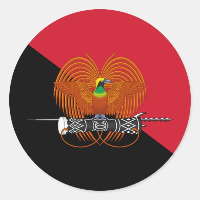 Adesivo Papua-Nova Bandeira Guineense e Emblema Nacional (Frente)