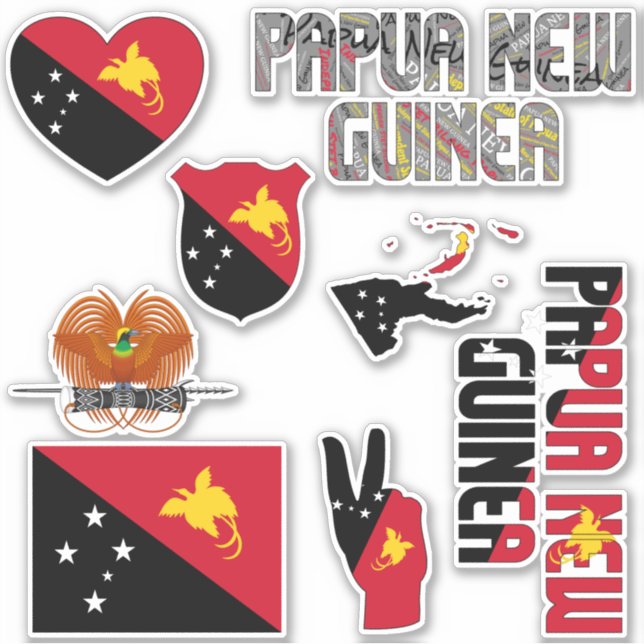 Adesivo Papua-Nova Guiné Espalha Símbolos Nacionais (Frente)