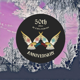 Adesivo Par de Arte Decorativa de Aniversário de 50 Anos P
