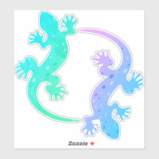Adesivo Par de Gecko Aqua Roxo Verde Azul Vinil Personaliz