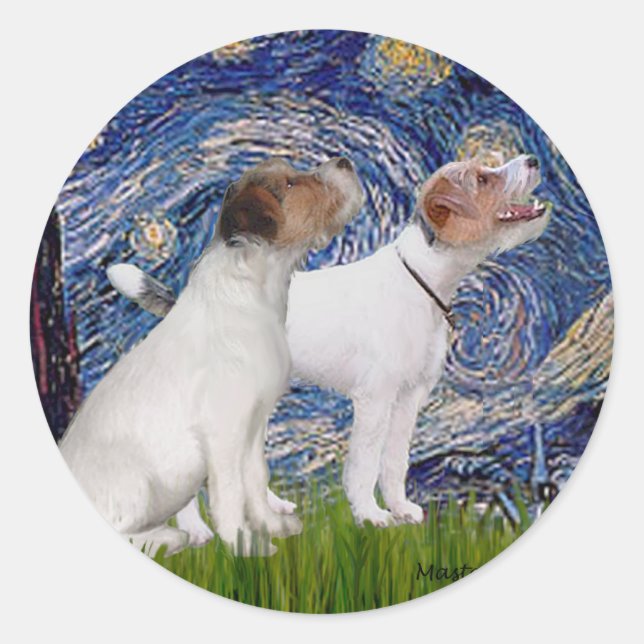 Adesivo Par de Jack Russell 4 - Noite Estrelada (Frente)