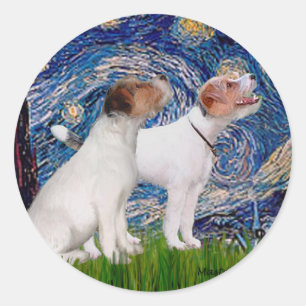 Adesivo Par de Jack Russell 4 - Noite Estrelada