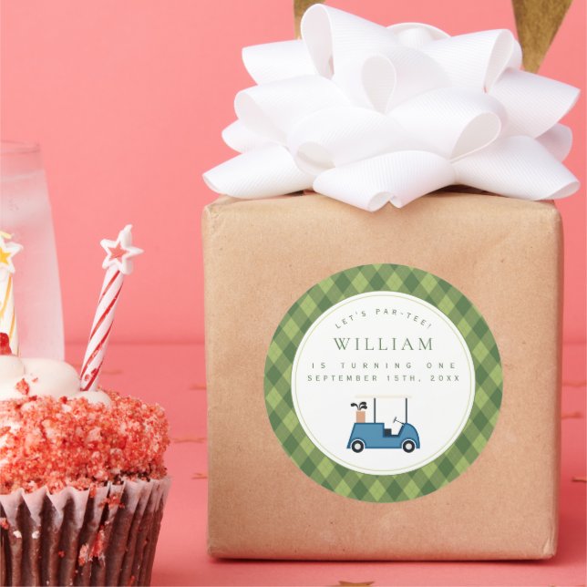 Adesivo Par vamos Golf Argyle Padrão Primeiro Aniversário (Festa)