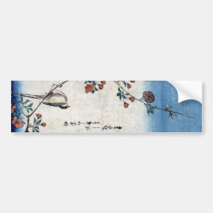 Adesivo Para Carro 枝垂桜に鳥, pássaro do 広重 & cereja Weepi