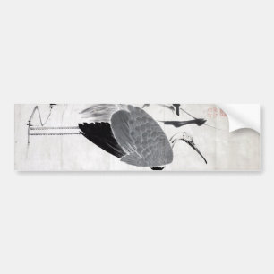 Adesivo Para Carro 鶴図, guindaste do 若冲, Jakuchu, arte de Jap