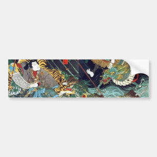 Adesivo Para Carro 龍 虎, 豊 Dragão e Tiger, Toyokuni, Ukiyo-e
