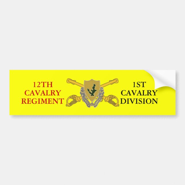 ADESIVO PARA CARRO 12 CAVALRY REGT 1 RUA CAV DIV BUMPER STICKER (Frente)