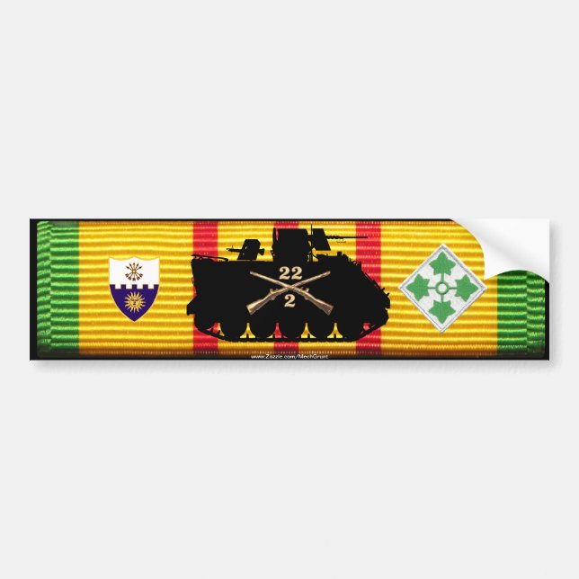 Adesivo Para Carro 2/22nd Inf, 4o trilha dos Inf Div & insígnias VSM (Frente)