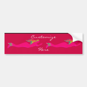 Adesivo Para Carro 2 sereias cor-de-rosa que nadam