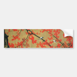 Adesivo Para Carro 30. 紅葉小禽図, bordo do 若冲 & pássaros p