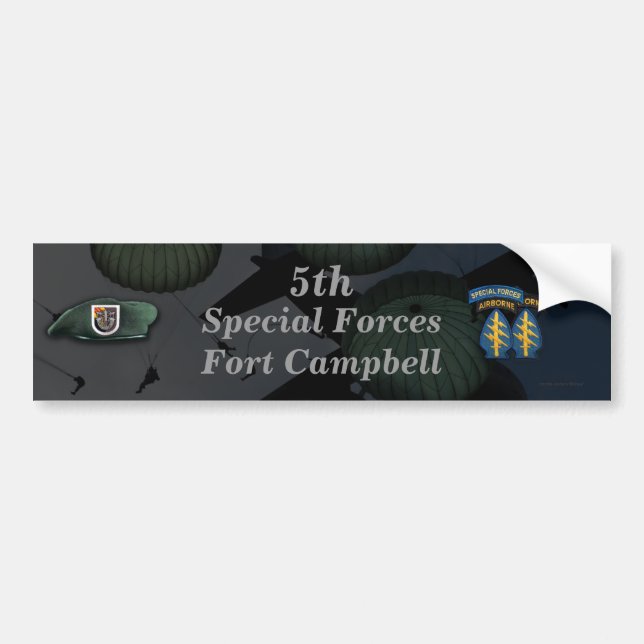 Adesivo Para Carro 5 de forças especiais fort campbell Bumper Sticker (Frente)