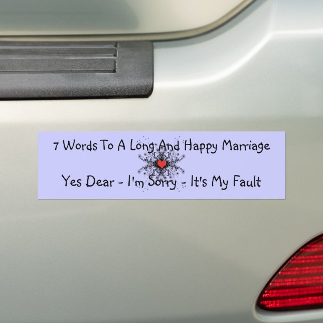Adesivo Para Carro 7 Palavras Para Um Longo Casamento (No carro)