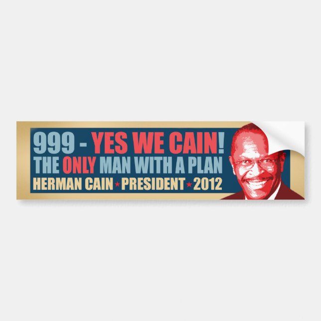Adesivo Para Carro 999 - Sim nós presidente de Cain - de Herman Cain (Frente)