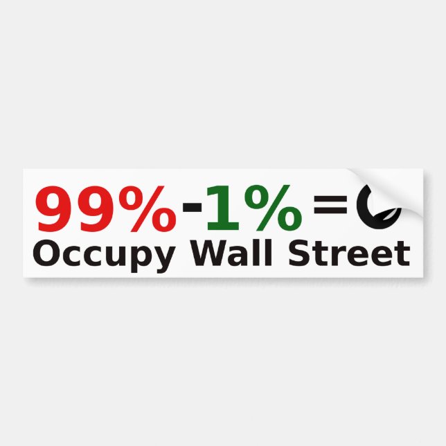 Adesivo Para Carro 99% - 1% = Singularity, ocupam Wall Street (Frente)