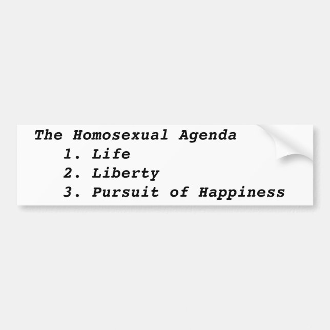 Adesivo Para Carro A agenda homossexual   1. liberdades   da vida 2.  (Frente)
