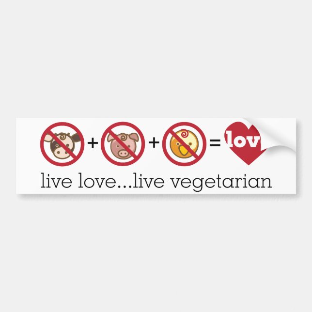 Adesivo Para Carro A ioga fala: Vegetariano vivo vivo do amor… (Frente)