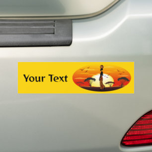 Adesivo Para Carro A linda mulher africana Silhouette sobre os sóis a
