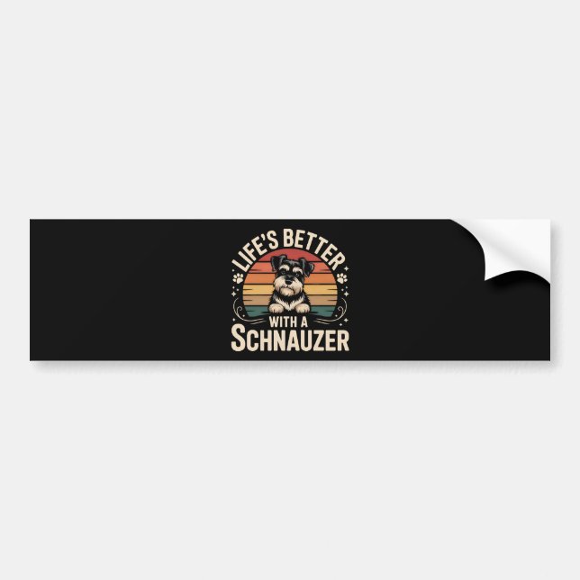Adesivo Para Carro A Vida é Melhor Com Um Schnauzer (Frente)