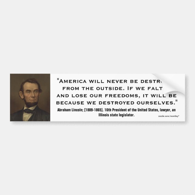 Adesivo Para Carro Abraham Lincoln Quote_02 (Frente)