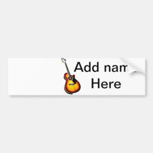 Adesivo Para Carro Adicione o nome do texto guitarra acústica castanh