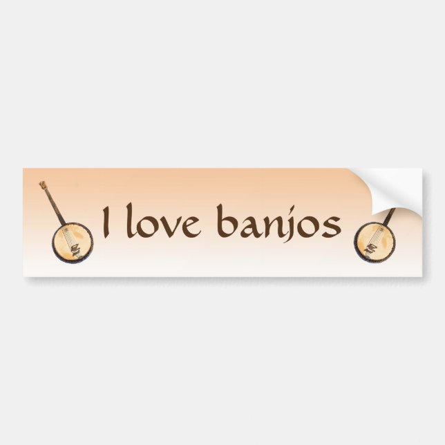 Adesivo Para Carro Adoro Banjo Music Instruments Bumper Sticker (Frente)