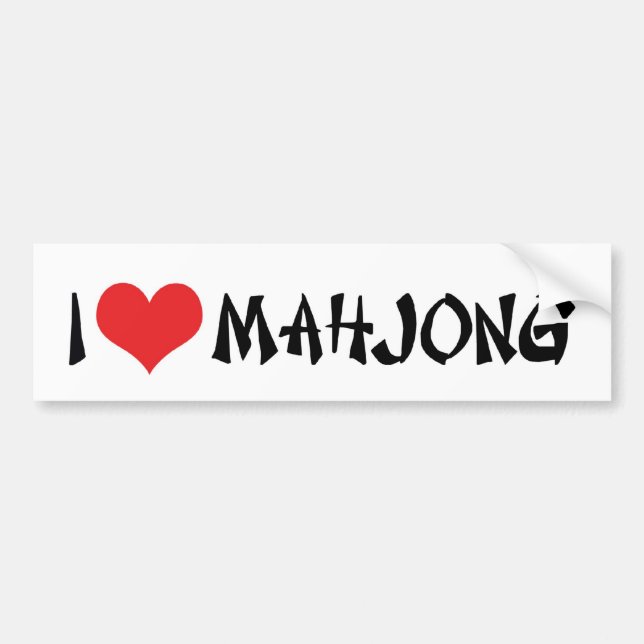 Adesivo Para Carro Adoro Heart Mahjong - Mah Jong Lover (Frente)