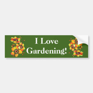 Adesivo Para Carro Adoro jardinagem - Flores exóticas