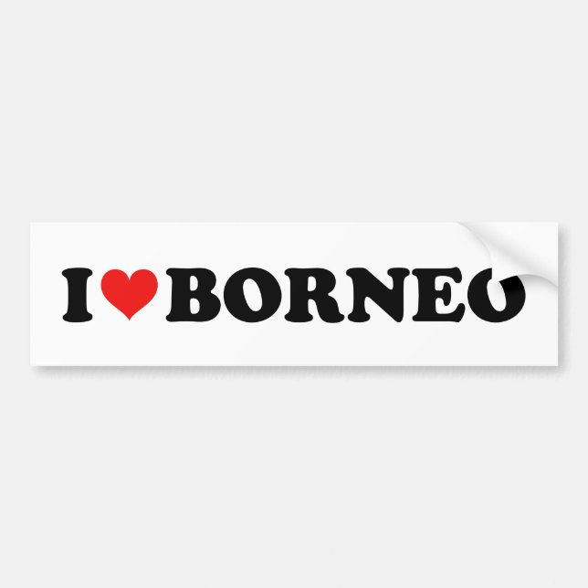 Adesivo Para Carro Adoro o coração Borneo Viagem Souvenir (Frente)
