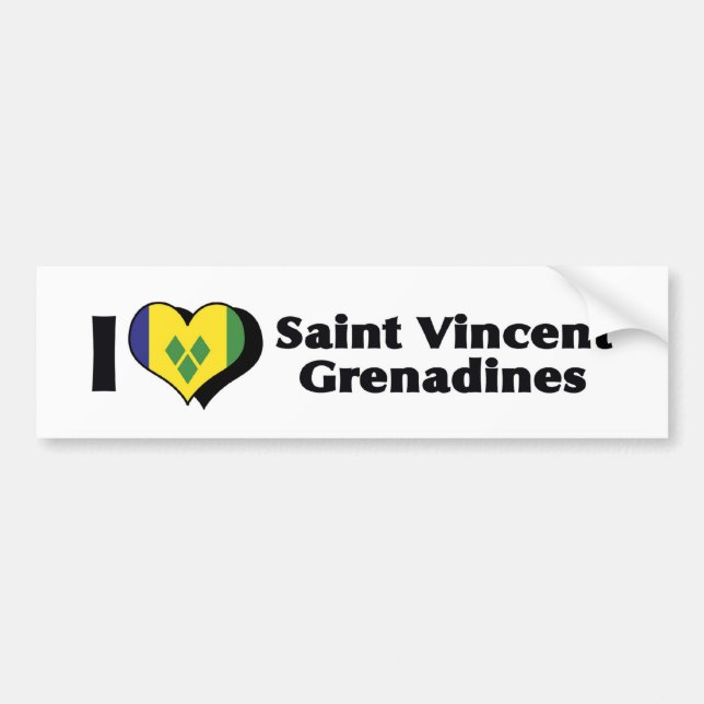 Adesivo Para Carro Adoro Santo Vincent Grenadines Flag (Frente)