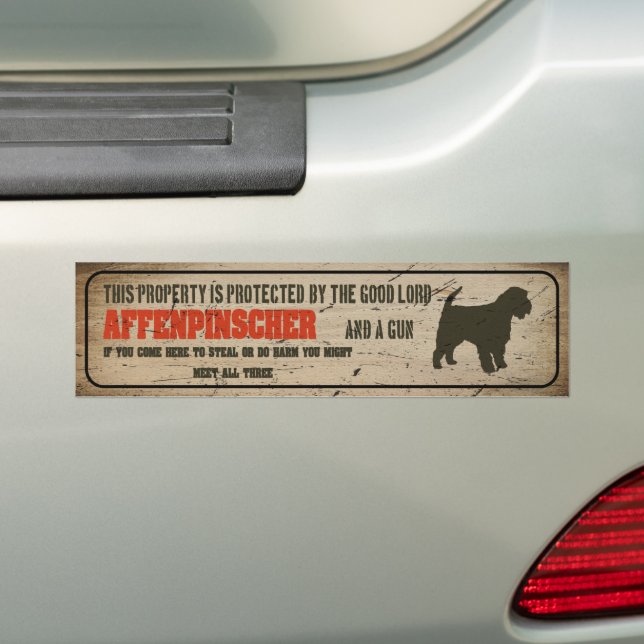 Adesivo Para Carro Affenpinscher Silhouette Guarda Engraçado Aviso (No carro)