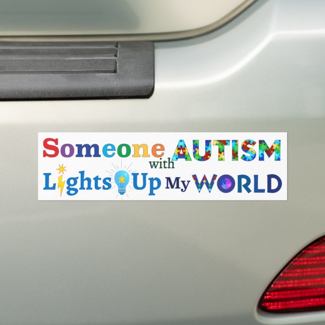 Adesivo Para Carro Alguém com AUTISM acende meu mundo (No carro)