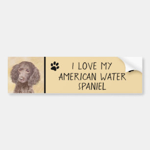 Adesivo Para Carro American Water Spaniel Painting - Arte Original de