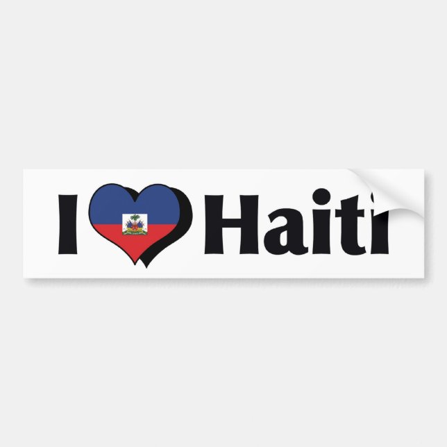 Adesivo Para Carro Amo a bandeira do Haiti (Frente)