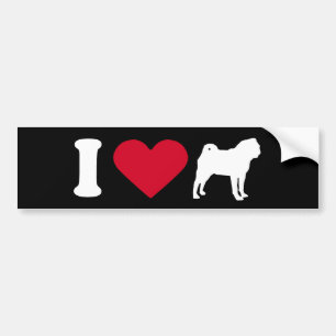 Adesivo Para Carro "Amo o meu Pug"