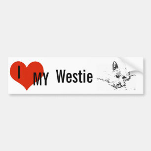 Adesivo Para Carro Amor de Westies, desenho preto e branco