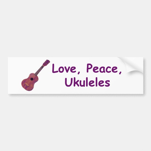 Adesivo Para Carro Amor, paz, Ukuleles (Frente)