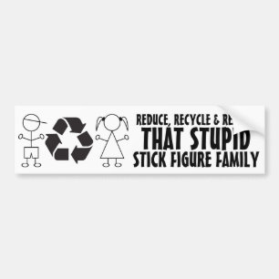 Adesivo Para Carro Anti família engraçada da vara! Reduza o recicla