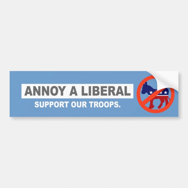 ADESIVO PARA CARRO ANTI-OBAMA- IRRITE UM LIBERAL. APOIE NOSSAS TROPAS (Frente)