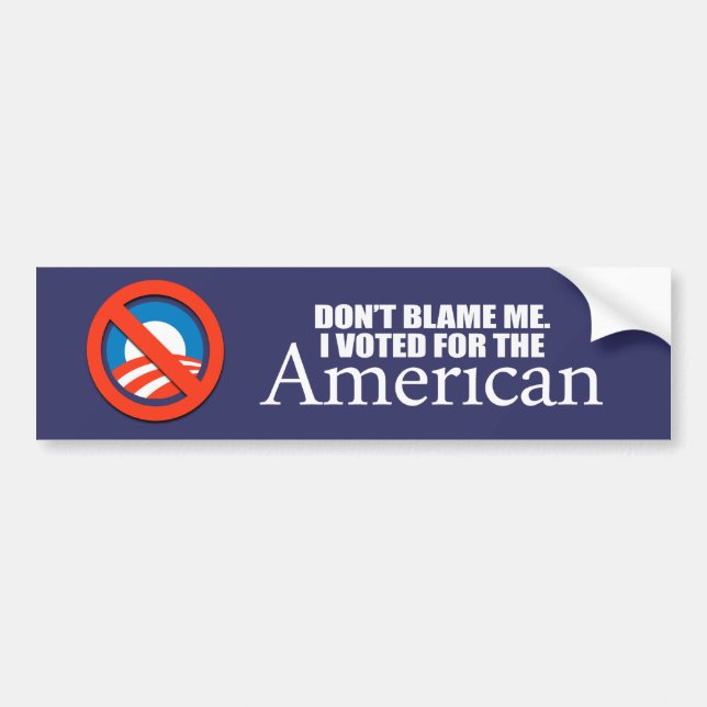 Adesivo Para Carro Anti-Obama - não me responsabilize que eu votei (Frente)