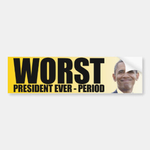 Adesivo Para Carro Anti Obama: O presidente o mais mau Nunca -