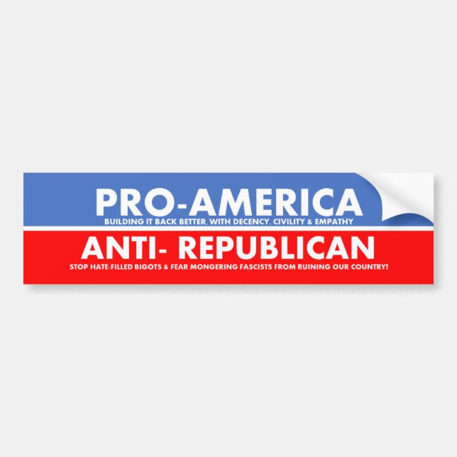 Adesivo Para Carro Anti-Republicano Pró-Americano (Frente)