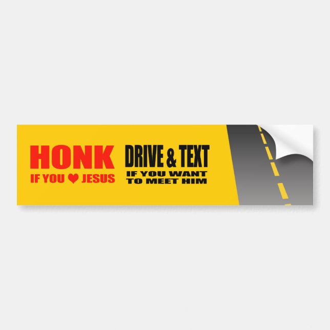 ADESIVO PARA CARRO ANTI-TEXTING - HONK SE VOCÊ AMA JESUS (Frente)