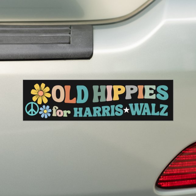 Adesivo Para Carro Antigos Hippies para Harris Walz 2024 (No carro)