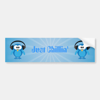 Adesivo Para Carro Apenas corujas retros azuis de Chillin com fones
