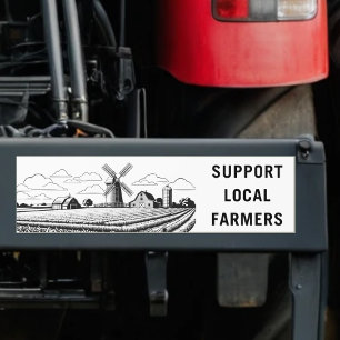 Adesivo Para Carro Apoie os Agricultores Locais Fazenda Arável Moinho