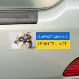 Adesivo Para Carro Apoio a Ucrânia I Shih Tzu Not Heart flag